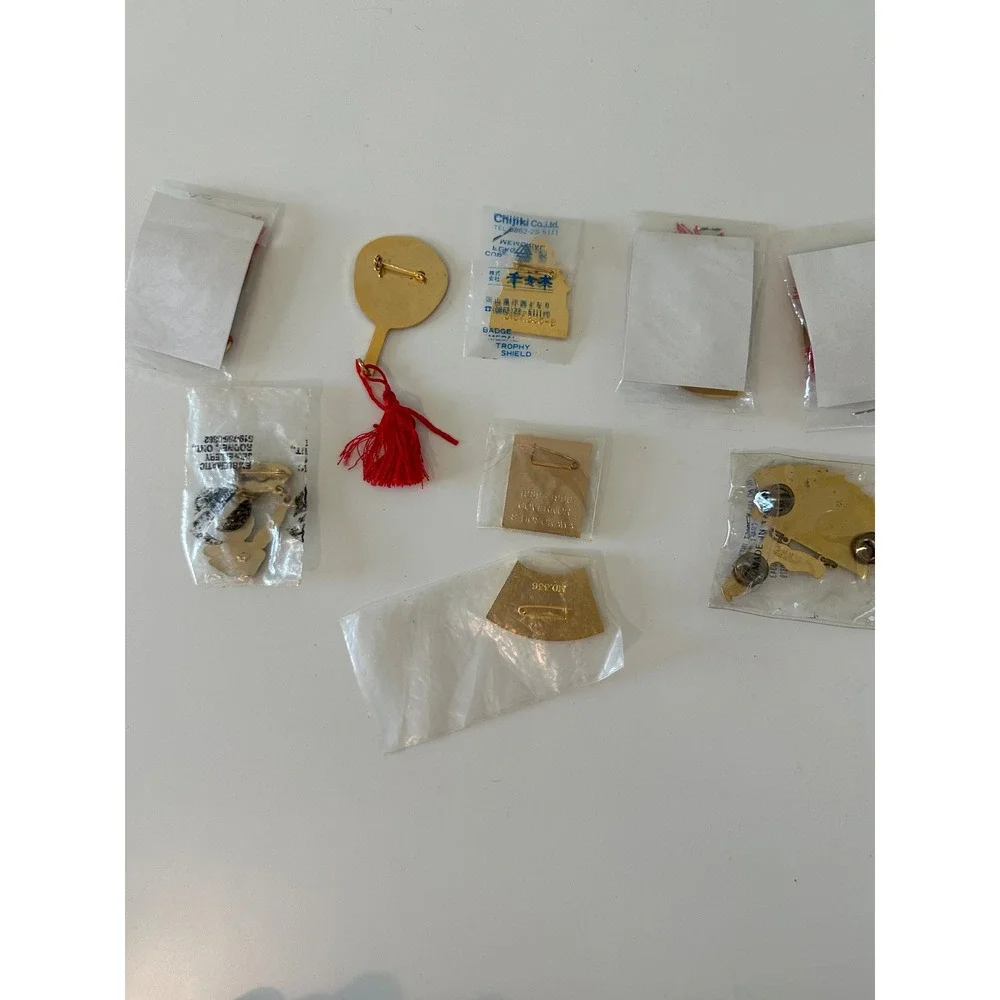 Vtg Lions Club Pin Lot 9 Pc Florida Japan Fan tassel Gold Tone